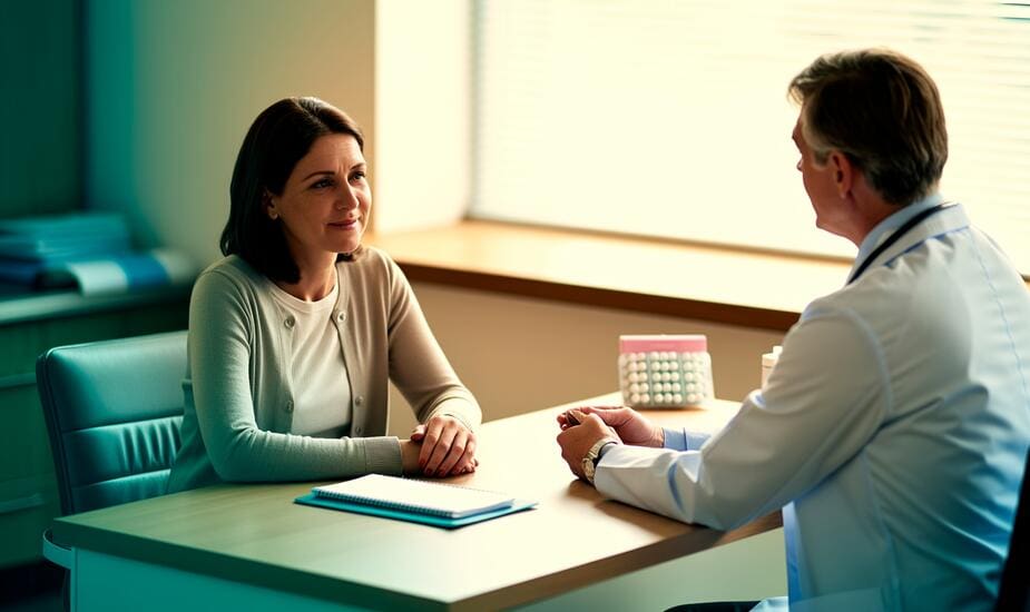 Doctor and patient discussing Mounjaro and antidepressant treatment at a London clinic consultation